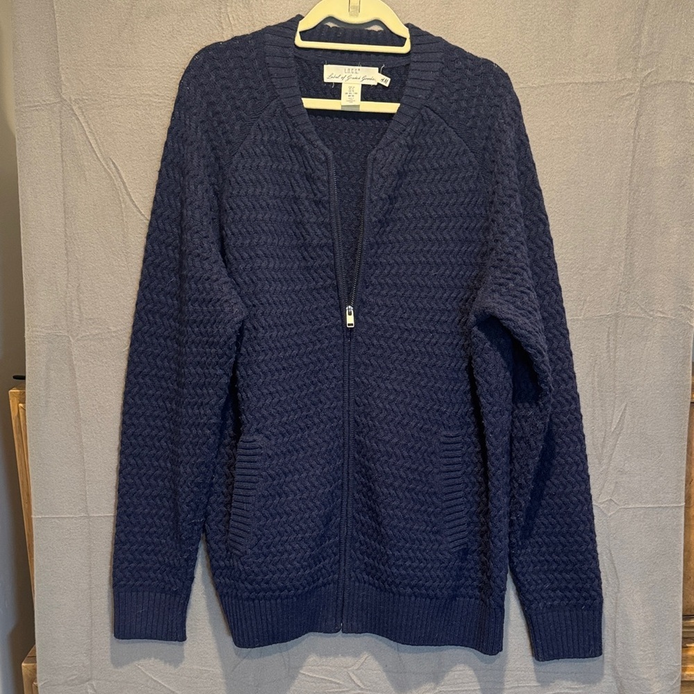 H&M Men's Navy Zip-Up Sweater